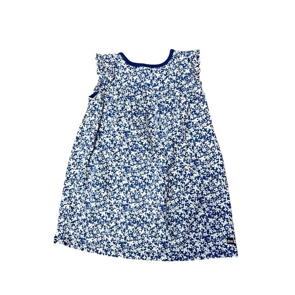 Tea Collection Girls Blue Cyprus Floral Mighty Mini Flutter Sleeve Dress 4 - Picture 3 of 5